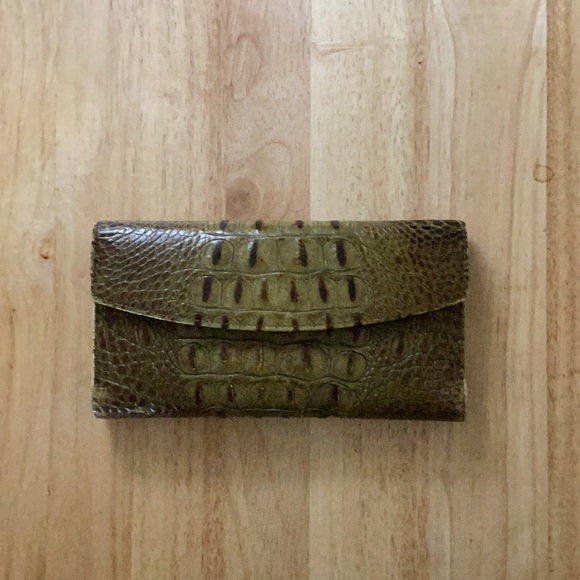 Brahmin vintage wallet checkbook Ady Melbourne crocodile leather trifold - Picture 1 of 14